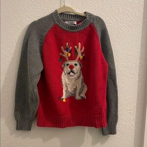 Kids Red and Gray Reindeer Sweater